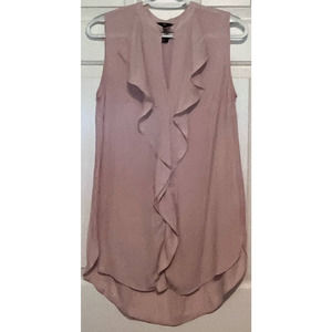 H&M Women's Blush Ruffled Front Sleeveless Blouse Size 6 29" Long x 17‎ 1/2" PTP